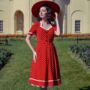 Francoise Dress In Red Polka Vintage 1940s Style, thumbnail 1 of 2