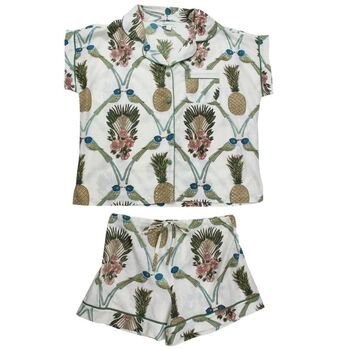 Pineapple And Bluebird Cotton Short Pyjama Set, 7 of 7