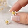 Sterling Silver And Gold Daisy Stud Earrings – 10mm, thumbnail 1 of 9