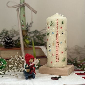Hand Painted Christmas Advent Pillar Candle, 2 of 5