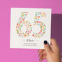 Floral Fun Personalised 65th Birthday Card, thumbnail 1 of 5