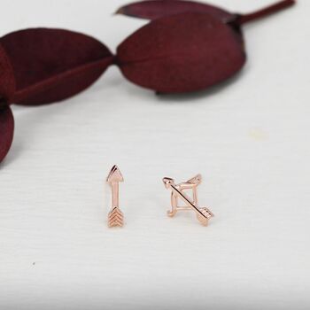 Mismatched Bow And Arrow Stud Earrings In Sterling Silver, 7 of 12
