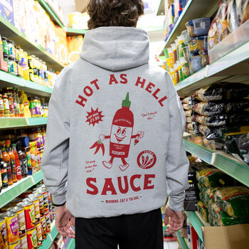 Hot Sauce Unisex Graphic Hoodie In Grey, 3 of 6