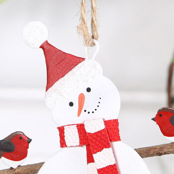 Snowman And Robins Christmas Tree Decoration, 2 of 3