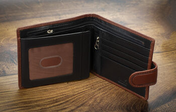 Personalised Wallet Brown And Black Leather Men's Wallet Rfid Safe, 7 of 12