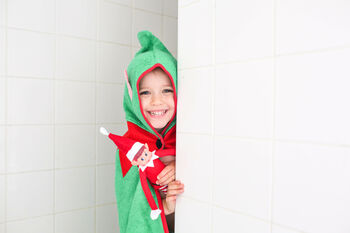 Personalised Christmas Elf Bamboo Soft Hooded Towel, 9 of 9