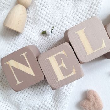 Nursery Name Letter Blocks, Baby Girl Nursery Decor Dusty Pink, 2 of 9