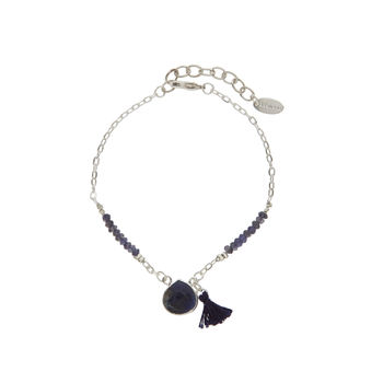 Navy Sodalite Tassel And Gemstone Plated Bracelet, 5 of 6