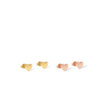 Tiny Heart Stud Earrings Gold Or Rose Gold Vermeil, 3 of 6