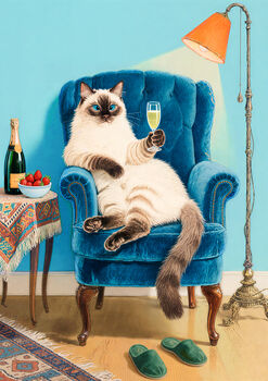 Your Own Cat Sipping Champagne Wall Art Print, 7 of 8