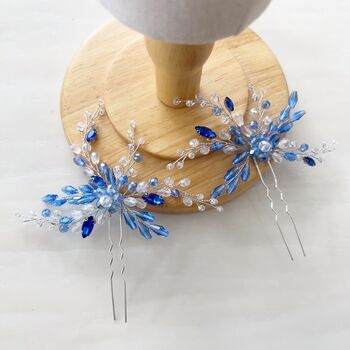 Blue Bridal Hair Pin Set, 3 of 5