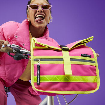 Neon Rolltop Handlebar Bag Pink, 2 of 9