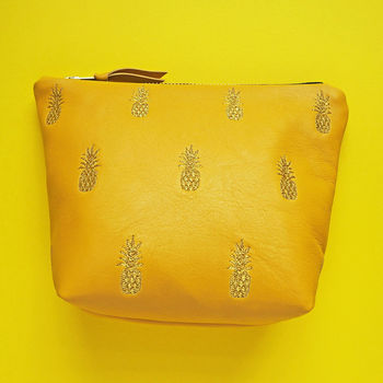 Embroidered Metallic Pineapple Leather Make Up Bag, 7 of 12