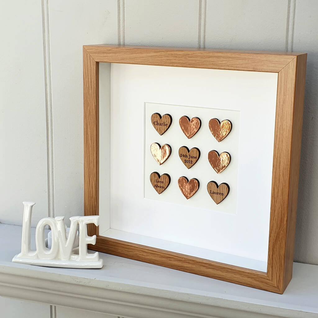 Copper Oak Hearts 7th Wedding Anniversary Artwork