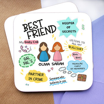 Best Friend Coaster, Personalised Coaster For Best Friend, 2 of 3