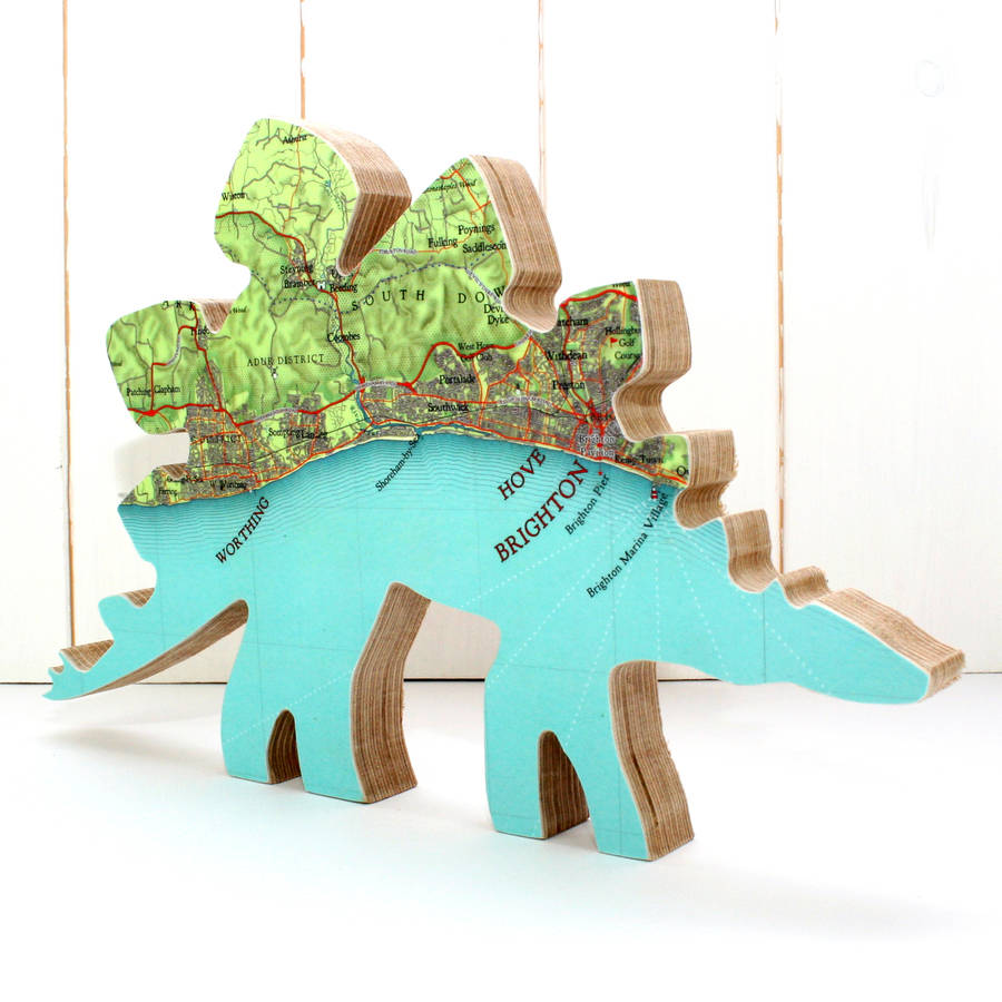 personalised map location dinosaur ornament by bombus