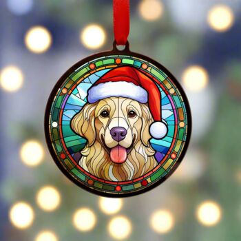 Golden Retriever In Santa Hat Suncatcher Decoration, 3 of 6