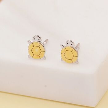 Cute Little Turtle Stud Earrings In Sterling Silver, 2 of 10