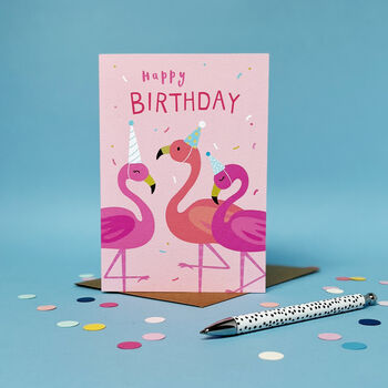 Flamingo Birthday Card, 2 of 3
