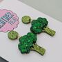 Small Broccoli Green Glitter Resin Earrings, thumbnail 3 of 5