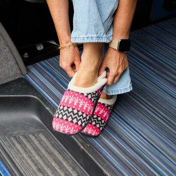 Trudie Pink Black Nordic Women's Slippers Indoor/Garden Shoes, 4 of 11