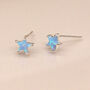 Sterling Silver Blue Opal Star Stud Earrings, thumbnail 1 of 8