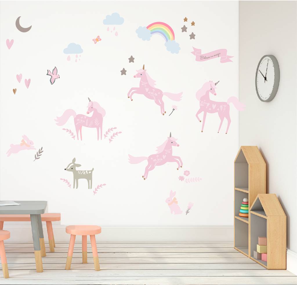 Forest Unicorns Fabric Wall Stickers, 1 of 5