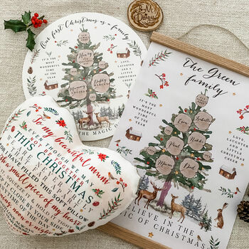 Personalised Christmas Family Tree Fabric Print, 2 of 7