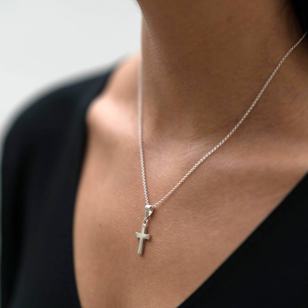 Personalised Sterling Solid Silver Cross Necklace By Hersey ...