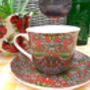Large Cup And Saucer In William Morris Red Strawberry Thief Design, thumbnail 6 of 9
