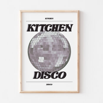 Retro Disco Ball Kitchen Disco Wall Print, 3 of 5