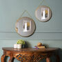 Hanging Wall Mirror Golden Finish Round, thumbnail 4 of 7