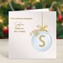 Personalised Christmas Card Gold Bauble Bsl Or English, thumbnail 1 of 7