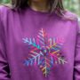 Embroidered Rainbow Snowflake Christmas Jumper, thumbnail 5 of 7