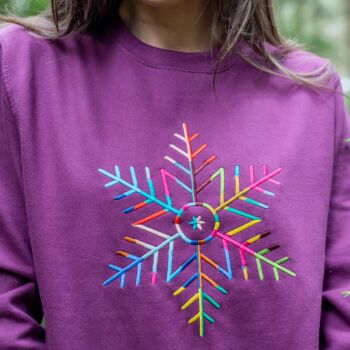 Embroidered Rainbow Snowflake Christmas Jumper, 5 of 7