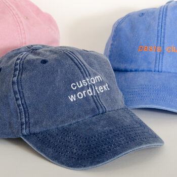 Personalised Vintage Cap With Custom Embroidery Text, 5 of 10
