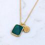 The Duo Green Onyx Necklace, Gold Plated, thumbnail 2 of 11