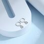Tiny Droplet Cz Huggie Hoop Earrings In Sterling Silver, thumbnail 4 of 8