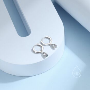 Tiny Droplet Cz Huggie Hoop Earrings In Sterling Silver, 4 of 8