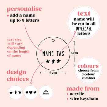 Two Tone Round Personalised Name School Bag Tag, 5 of 8