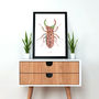 Personalised Stag Beetle Map Print, thumbnail 1 of 4