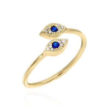 Emine Double Evil Eye Ring 18 K Gold Plated, 3 of 7