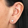 Iridescent White Gem Heart Stud Earrings In Gold Plating, thumbnail 1 of 4
