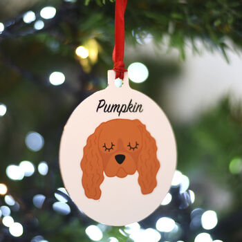 Cavalier Christmas Dog Breed Decoration Personalised, 6 of 9