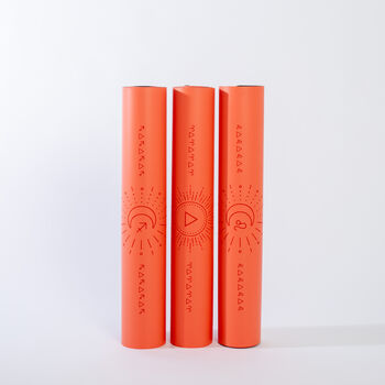Leo Fire Sign Glowing Coral Yoga Mat, 10 of 10
