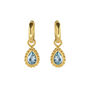 November Birthstone Blue Topaz Gold Plated Huggie Hoop Earrings, thumbnail 2 of 12
