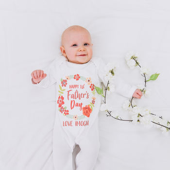 Personalised First Father's Day Floral Babygrow, 4 of 11