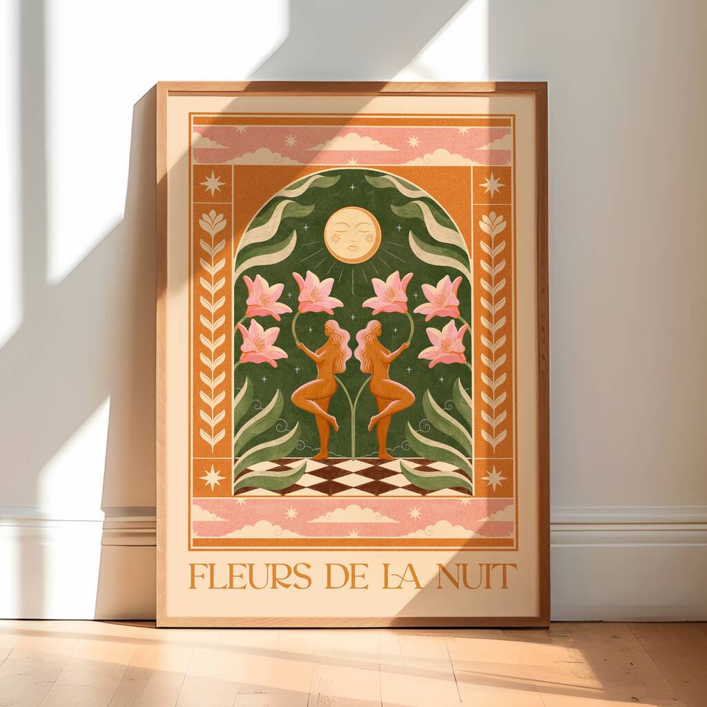 Fleurs De La Nuit Alternative, Floral Celestial Moon Botanical Art Print, 1 of 3