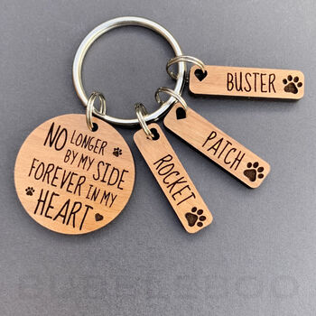 Pet Memorial Keyring. Round Shape. No Longer By My Side, 3 of 6
