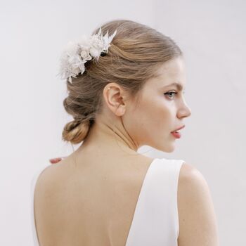 Star White Bridal Dried Flower Wedding Headpiece, 3 of 6